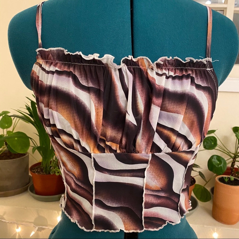 Funky abstract pattern sheer bustier top - Picture 2 of 3